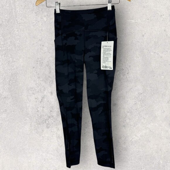 NWT Lululemon Swift Speed High Rise Crop Leggings Camo Print Womens Size 2 Black - Picture 2 of 16